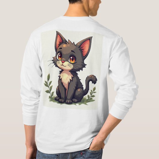 Kattenprint T-shirt met lange mouwen (Achterkant)