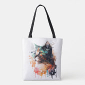 Kattenprint voor Kattenliefhebber Kat Mam Canvas t Tote Bag (Achterkant)