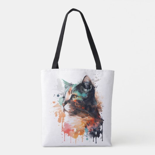 Kattenprint voor Kattenliefhebber Kat Mam Canvas t Tote Bag (Achterkant)