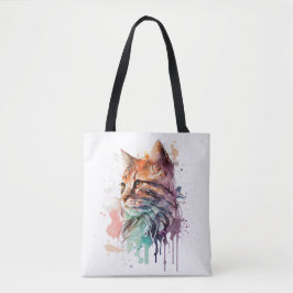 Kattenprint voor Kattenliefhebber Kat Mam Canvas t Tote Bag