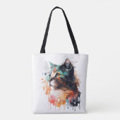 Kattenprint voor Kattenliefhebber Kat Mam Canvas t Tote Bag (Achterkant)