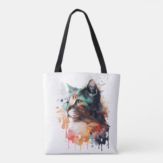 Kattenprint voor Kattenliefhebber Kat Mam Canvas t Tote Bag (Achterkant)
