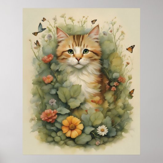 kattenprint, waardevol Poster (mat) (Voorkant)