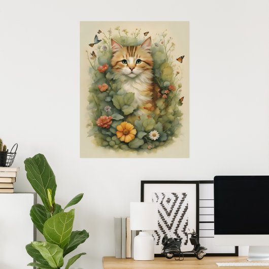 kattenprint, waardevol Poster (mat) (Thuiskantoor)