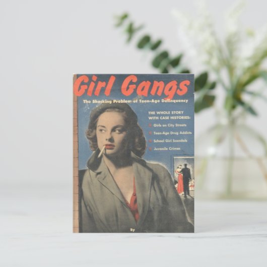  kattenpulp Girl Gangs roken Briefkaart (Staand voorkant)