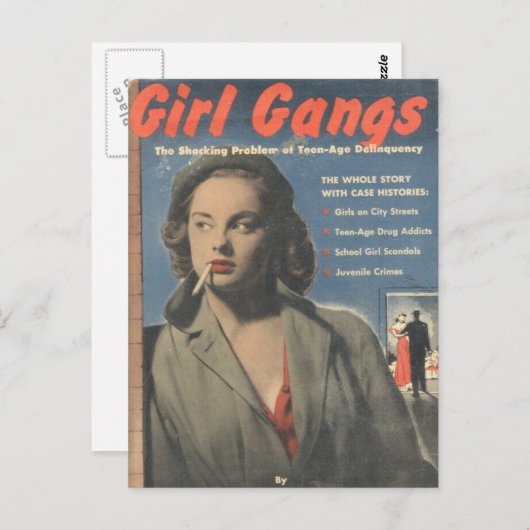 kattenpulp Girl Gangs roken Briefkaart (Voorkant / Achterkant)