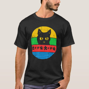 Kattenpuzzelstuk Autisme Bewustzijn Retro Kitten K T-shirt