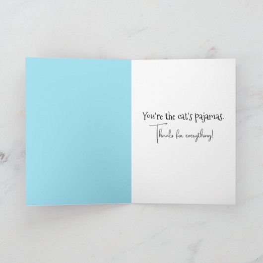 Kattenpyjama dank u kaart (Binnen)