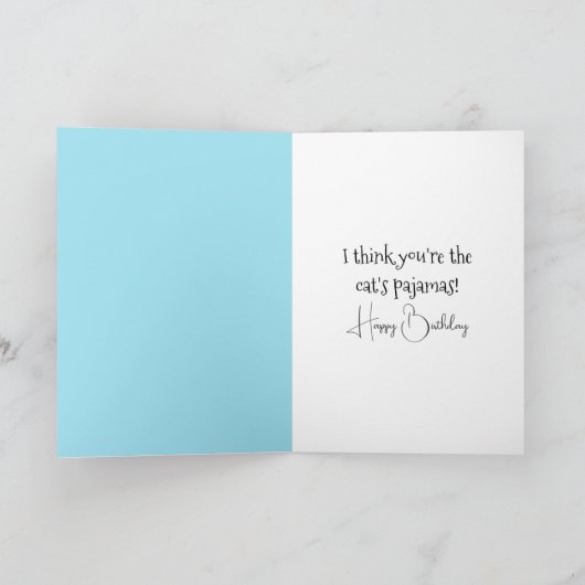 Kattenpyjama Verjaardag Kaart (Binnen)