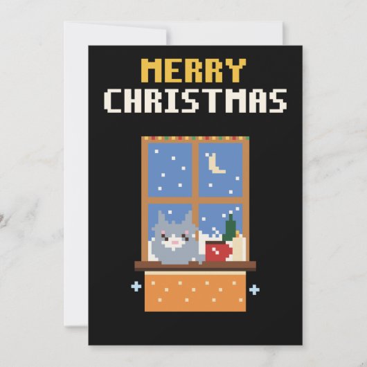 Kattenraam Pixel Art Kerstkaart (Voorkant)