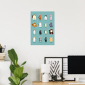 kattenrassen, diverse katten,katten kunst poster (Thuiskantoor)