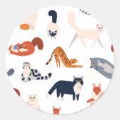 Kattenrassen patroon ronde sticker (Voorkant)