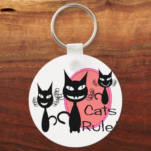 "Kattenregel!!"—Cat Lovers Gifts—Schattig Sleutelhanger (Voorkant)