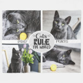 Kattenregel met foto en namen fleece deken (Voorkant (Horizontaal))