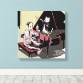 Kattenregel zelfs de Pianist Rick London Print (Insitu (Houten vloer))