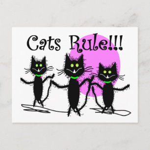 Kattenregel!!!  Zwart kattenontwerp...schattig Briefkaart