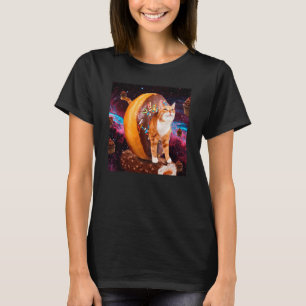Kattenrijdende Donut Schattige Doughnut Ruimtevaar T-shirt
