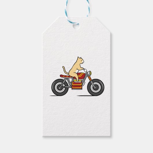 Kattenrijdende motorfiets cadeaulabel (Voorkant)
