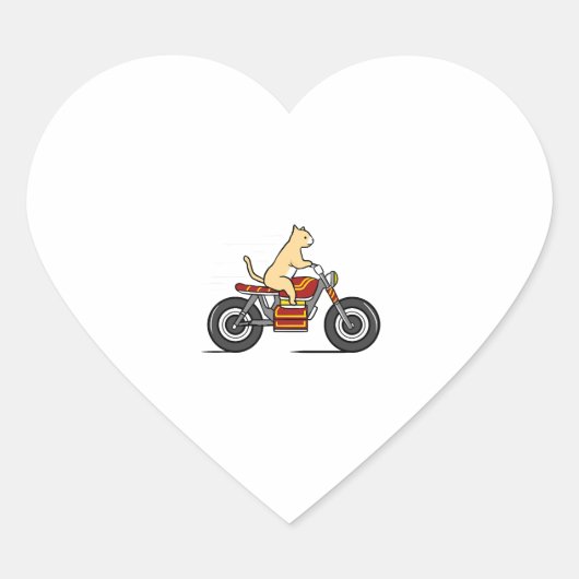 Kattenrijdende motorfiets hart sticker (Voorkant)