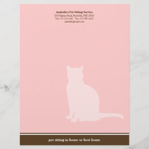 Kattenroze bruine luxe huisdierenoppasdienst op ma gepersonaliseerd briefhoofd