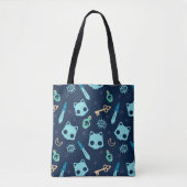 Kattenschedel Donkerblauw Donkerblauwe schedels Pa Tote Bag (Voorkant)