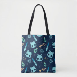 Kattenschedel Donkerblauw Donkerblauwe schedels Pa Tote Bag