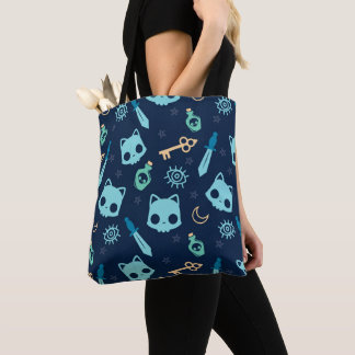 Kattenschedel Donkerblauw Donkerblauwe schedels Pa Tote Bag