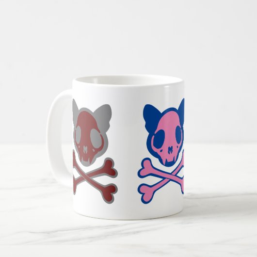 kattenschedel en kruisbeenderen koffiemok (Voorkant links)