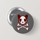  kattenschedel en kruisbeenderen ronde button 5,7 cm (Voorkant /achterkant)
