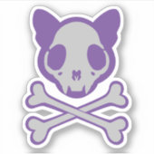  kattenschedel en kruisbeenderen sticker (Voorkant)