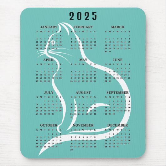 Kattenschema 2025 Kalender Muismat (Voorkant)