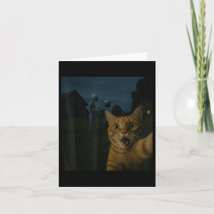 Kattenselfie met Aliens Grappige Kattencadeaus voo Kaart