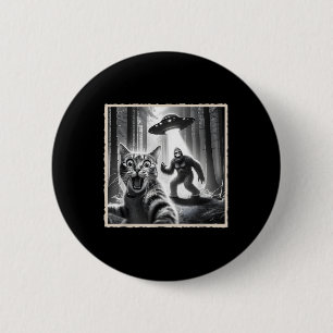 Kattenselfie met Bigfoot & UFO _ Funny Sasquat Ronde Button 5,7 Cm