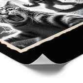 Kattenselfie met Bigfoot en UFO Funny Sasquatch Ca Poster (Hoek)