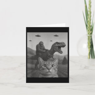 Kattenselfie met Bigfoot Riding T-rex dinosaurus A Kaart