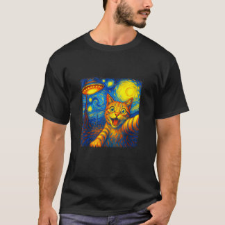Kattenselfie met buitenaardse UFO Funny Sterrennac T-shirt