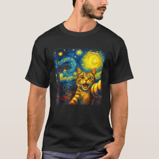 Kattenselfie met buitenaardse UFO Funny Sterrennac T-shirt