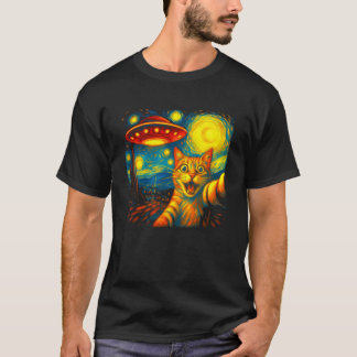 Kattenselfie met buitenaardse UFO Funny Sterrennac T-shirt