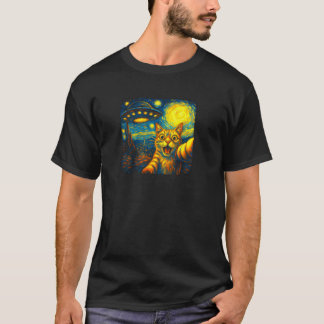 Kattenselfie met buitenaardse UFO Funny Sterrennac T-shirt
