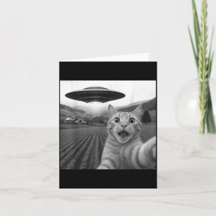 Kattenselfie met buitenaardse UFO grappige kat voo Kaart