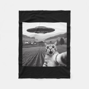 Kattenselfie met buitenaardse UFO grappige kattenc Fleece Deken