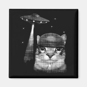 Kattenselfie met buitenaardse UFO grappige kattenc Magneet