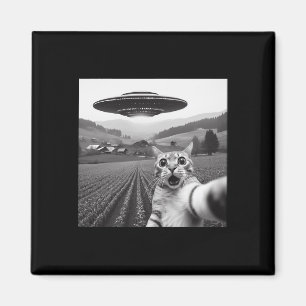 Kattenselfie met buitenaardse UFO grappige kattenc Magneet