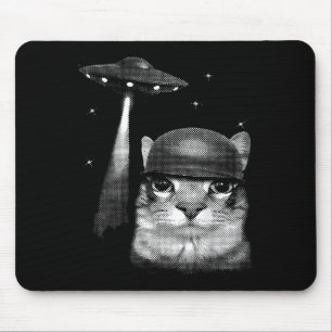 Kattenselfie met buitenaardse UFO grappige kattenc Muismat