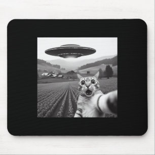 Kattenselfie met buitenaardse UFO grappige kattenc Muismat