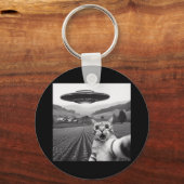 Kattenselfie met buitenaardse UFO grappige kattenc Sleutelhanger (Voorkant)