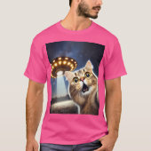 Kattenselfie met buitenaardse UFO grappige kattenc T-shirt (Voorkant)