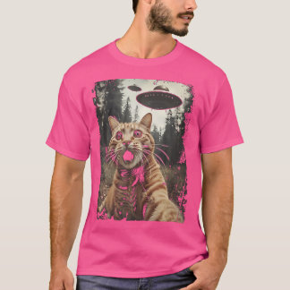 Kattenselfie met buitenaardse UFO grappige kattenc T-shirt