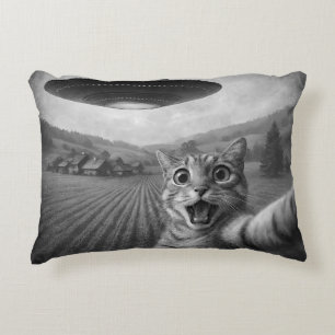 Kattenselfie met buitenaardse UFO grappige katteng Accent Kussen