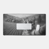 Kattenselfie met buitenaardse UFO grappige katteng Bureaumat (Keyboard & Muis)